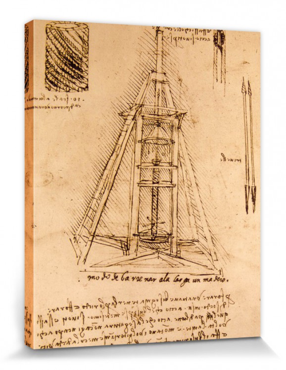 50x40cm Leonardo Da Vinci Zeichnung Bohrmaschine Poster Leinwandbild #88356