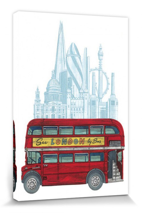 London - Roter Doppeldecker Bus Poster Leinwand-Druck Bild (120x80cm) #8585...