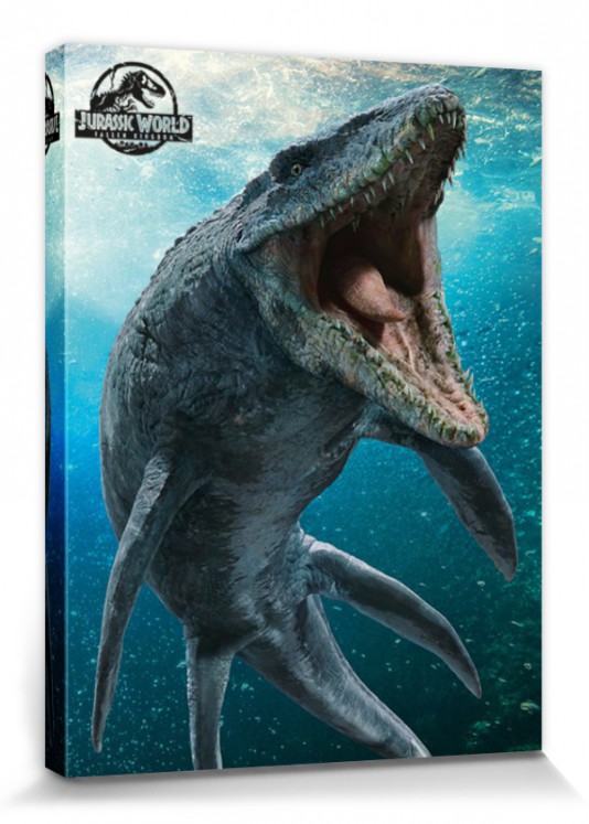 GIRDSS Tiefsee Mosasaurus Hai Bild Film Jurassic World Poster und Drucke Seidenmalerei Leinwand Wandkunst-60X90cm ohne Rahmen