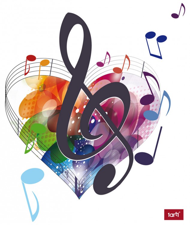 Musiknoten Farben Musik Herz Poster Sticker 110x75cm Ebay